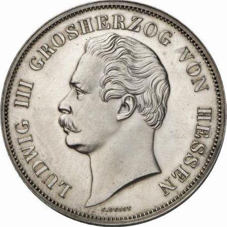 Reverso 2 florines Sin fecha (1848) "Cambio del gobierno" - valor de la moneda de plata - Hesse-Darmstadt, Luis III