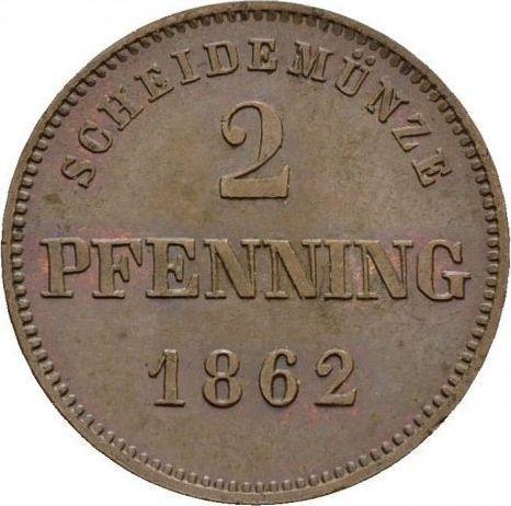 Реверс монеты - 2 пфеннига 1862 года - цена  монеты - Бавария, Максимилиан II
