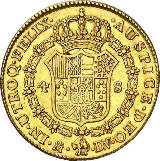 Revers 4 Escudos 1785 M DV - Goldmünze Wert - Spanien, Karl III