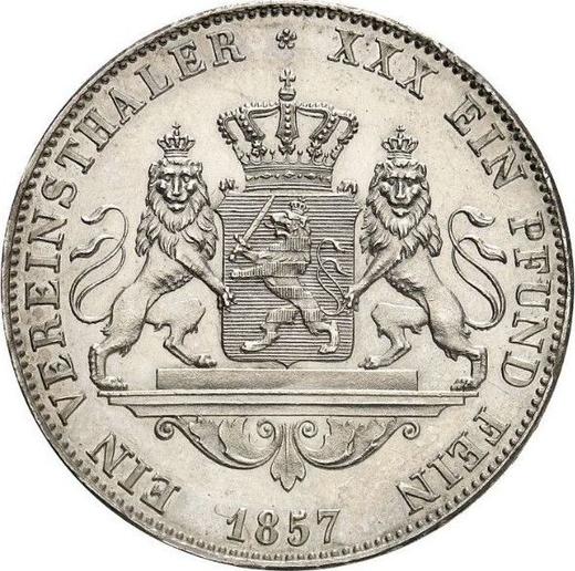 Реверс монеты - Талер 1857 года - цена серебряной монеты - Гессен-Дармштадт, Людвиг III