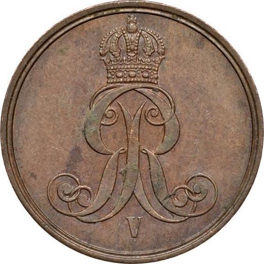 Аверс монеты - 2 пфеннига 1860 года B - цена  монеты - Ганновер, Георг V
