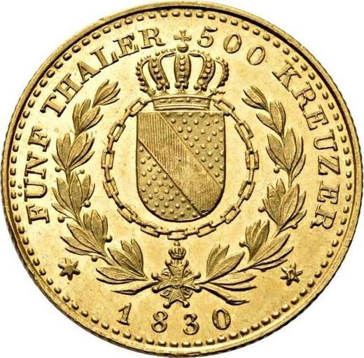 Реверс монеты - 5 талеров 1830 года - цена золотой монеты - Баден, Людвиг I