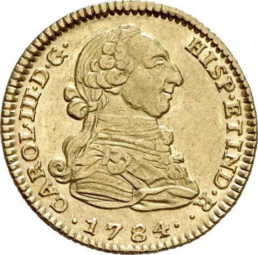 Avers 2 Escudos 1784 M JD - Goldmünze Wert - Spanien, Karl III