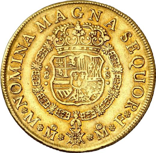 Реверс монеты - 8 эскудо 1748 года Mo MF - цена золотой монеты - Мексика, Фердинанд VI