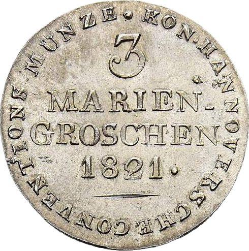 Rewers monety - 3 mariengroschen 1821 L.B. - cena srebrnej monety - Hanower, Jerzy IV
