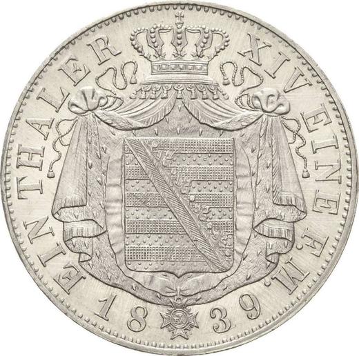 Реверс монеты - Талер 1839 года G - цена серебряной монеты - Саксония-Альбертина, Фридрих Август II