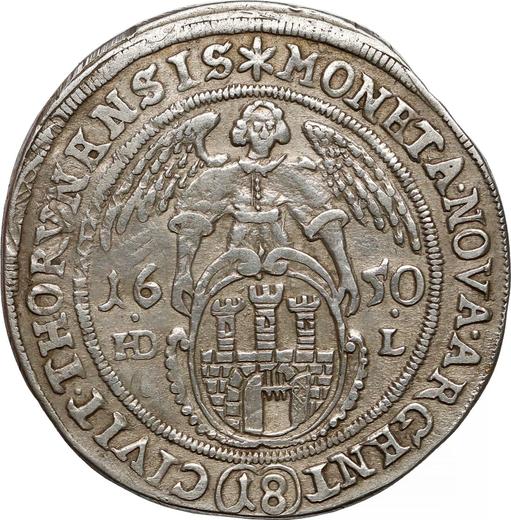 Rewers monety - Ort (18 groszy) 1650 HDL "Toruń" - cena srebrnej monety - Polska, Jan II Kazimierz