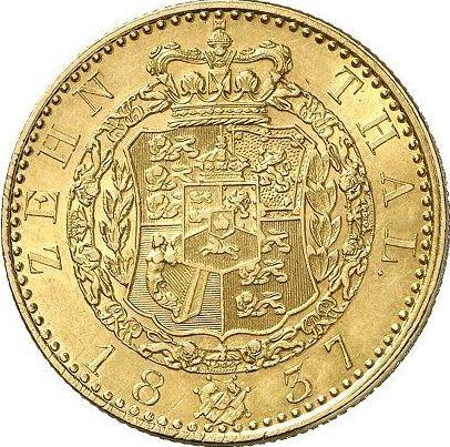 Reverso 10 táleros 1837 B - valor de la moneda de oro - Hannover, Guillermo IV