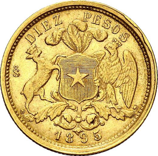 Reverse 10 Pesos 1895 So - Gold Coin Value - Chile, Republic