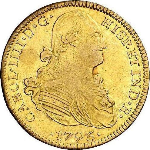 Аверс монеты - 4 эскудо 1793 года Mo FM - цена золотой монеты - Мексика, Карл IV