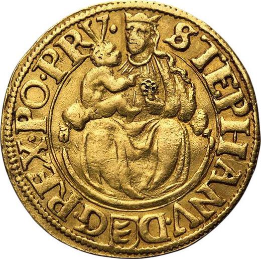 Аверс монеты - Дукат 1586 года NB "Надьбанье" - цена золотой монеты - Польша, Стефан Баторий