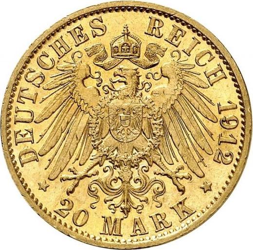 Reverso 20 marcos 1912 A "Prusia" - valor de la moneda de oro - Alemania, Imperio alemán