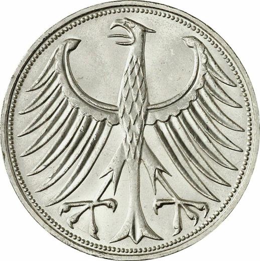 Реверс монеты - 5 марок 1973 года J - цена серебряной монеты - Германия, ФРГ