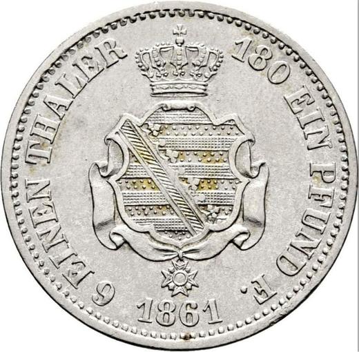 Реверс монеты - 1/6 талера 1861 года B - цена серебряной монеты - Саксония-Альбертина, Иоганн