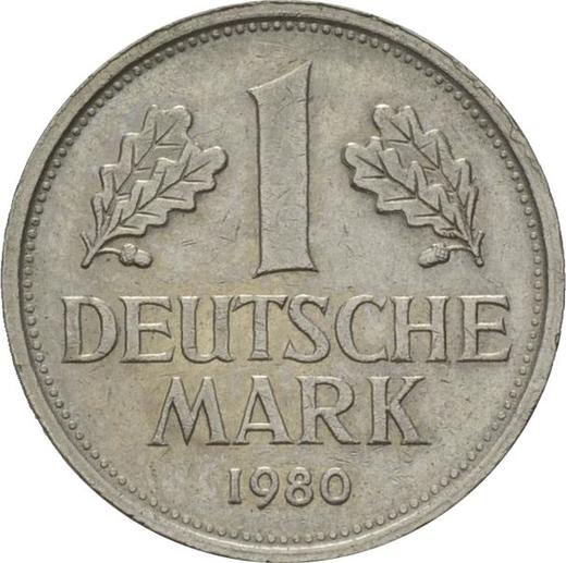 Obverse 1 Mark 1980 F -  Coin Value - Germany, FRG