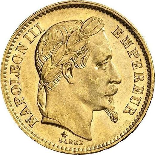 Anverso 20 francos 1867 A "Tipo 1861-1870" París - valor de la moneda de oro - Francia, Napoleón III Bonaparte