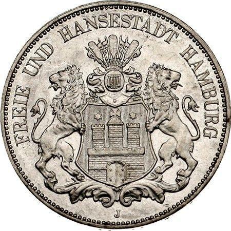 Аверс монеты - 5 марок 1902 года J "Гамбург" - цена серебряной монеты - Германия, Германская Империя