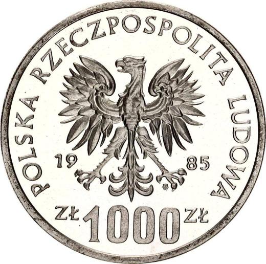 Аверс монеты - Пробные 1000 злотых 1985 года MW "Центр здоровья матери" Серебро - цена серебряной монеты - Польша, Народная Республика