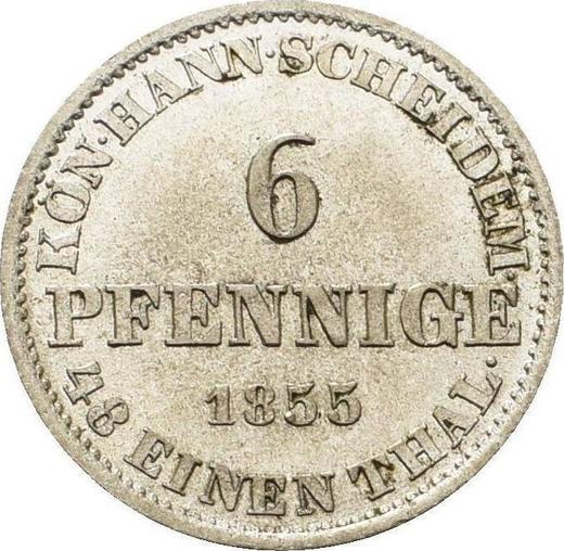 Rewers monety - 6 fenigów 1855 B - cena srebrnej monety - Hanower, Jerzy V