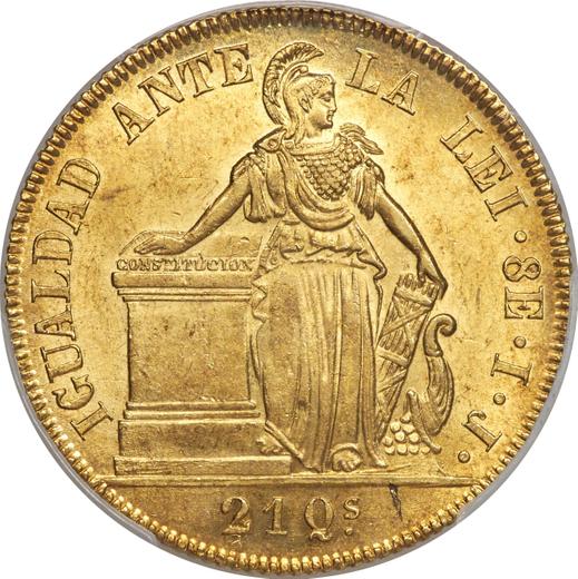 Revers 8 Escudos 1839 So IJ - Goldmünze Wert - Chile, Republik