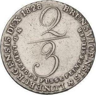 Rewers monety - 2/3 talara 1828 C "Typ 1822-1829" - cena srebrnej monety - Hanower, Jerzy IV