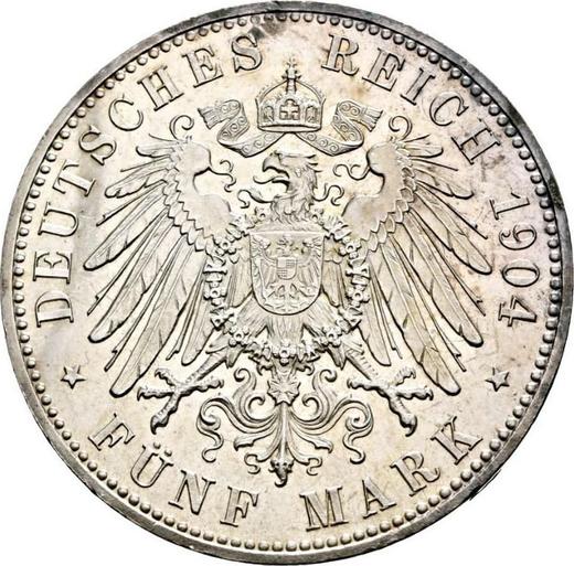 Reverso 5 marcos 1904 "Hessen" Felipe I el Magnánimo - valor de la moneda de plata - Alemania, Imperio alemán