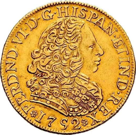 Awers monety - 4 escudo 1752 LM J - cena złotej monety - Peru, Ferdynand VI