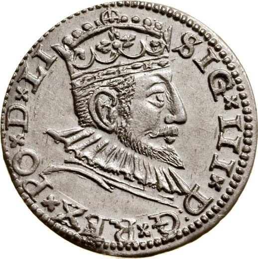 Аверс монеты - Трояк (3 гроша) 1591 года "Рига" - цена серебряной монеты - Польша, Сигизмунд III Ваза