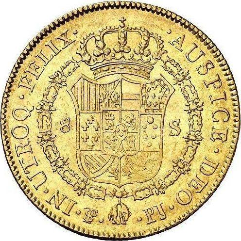 Rewers monety - 8 escudo 1804 PTS PJ - cena złotej monety - Boliwia, Karol IV