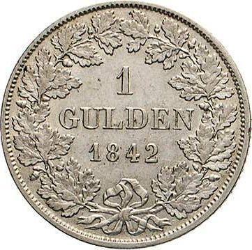 Реверс монеты - 1 гульден 1842 года - цена серебряной монеты - Вюртемберг, Вильгельм I