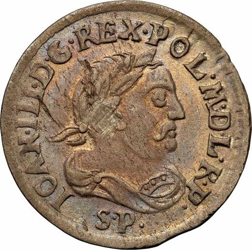 Аверс монеты - Шестак (6 грошей) 1684 года SP "Тип 1677-1687" Щиты вогнутые - цена серебряной монеты - Польша, Ян III Собеский