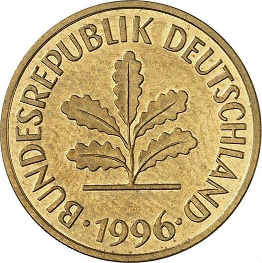 Reverso 5 Pfennige 1996 D - valor de la moneda  - Alemania, RFA