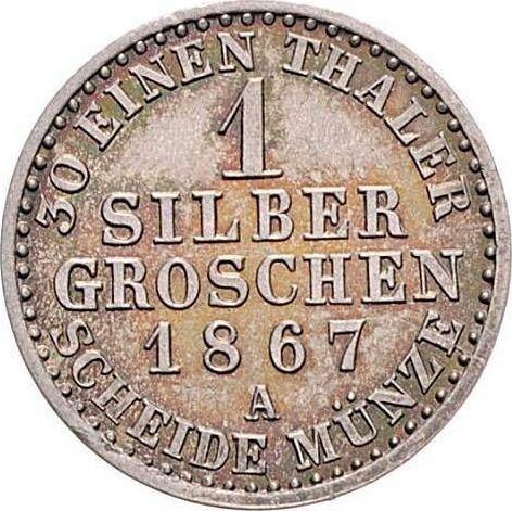 Reverso 1 Silber Groschen 1867 A - valor de la moneda de plata - Prusia, Guillermo I
