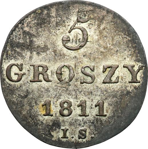 Реверс монеты - 5 грошей 1811 года IS - цена серебряной монеты - Польша, Варшавское герцогство