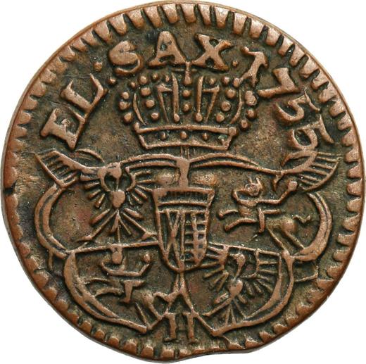 Rewers monety - Szeląg 1755 "Koronny" Oznakowanie literowe - cena  monety - Polska, August III