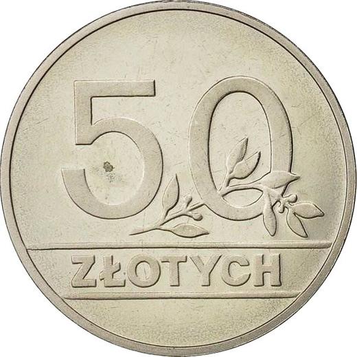 Реверс монеты - 50 злотых 1990 года MW - цена  монеты - Польша, III Республика до деноминации