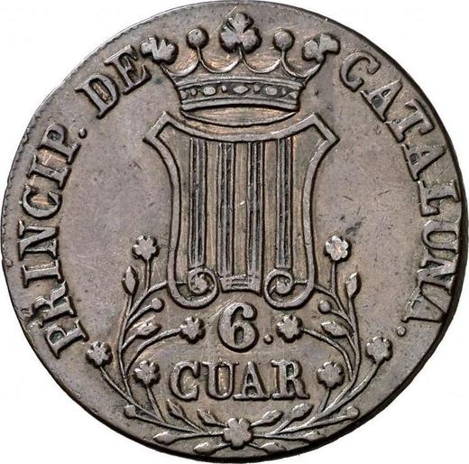 Reverso 6 cuartos 1843 "Cataluña" - valor de la moneda  - España, Isabel II