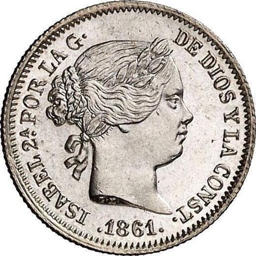 Аверс монеты - 1 реал 1861 года Шестиконечные звёзды - цена серебряной монеты - Испания, Изабелла II