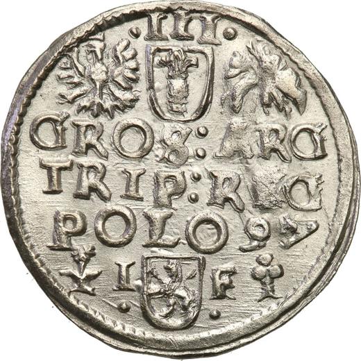Rewers monety - Trojak 1597 IF "Mennica wschowska" - cena srebrnej monety - Polska, Zygmunt III