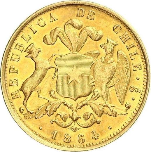 Реверс монеты - 10 песо 1864 года So - цена  монеты - Чили, Республика