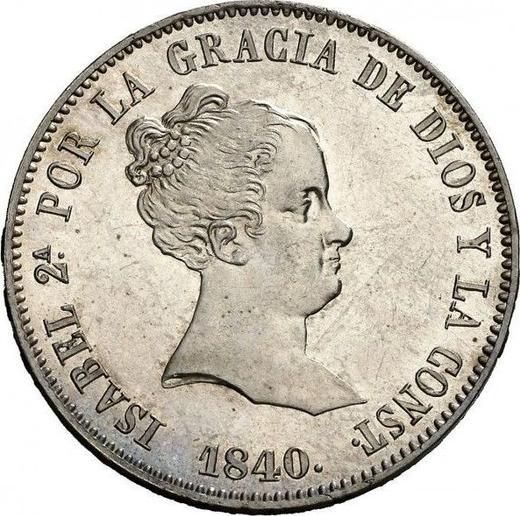 Аверс монеты - 10 реалов 1840 года M DG - цена серебряной монеты - Испания, Изабелла II