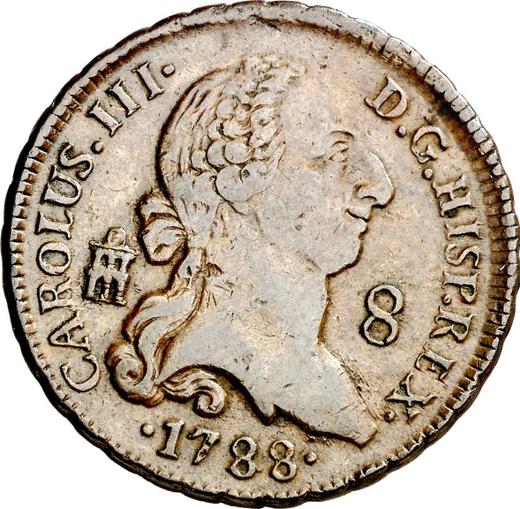 Аверс монеты - 8 мараведи 1788 года - цена  монеты - Испания, Карл III