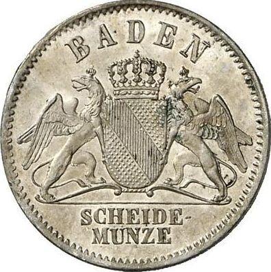 Аверс монеты - 3 крейцера 1867 года - цена серебряной монеты - Баден, Фридрих I