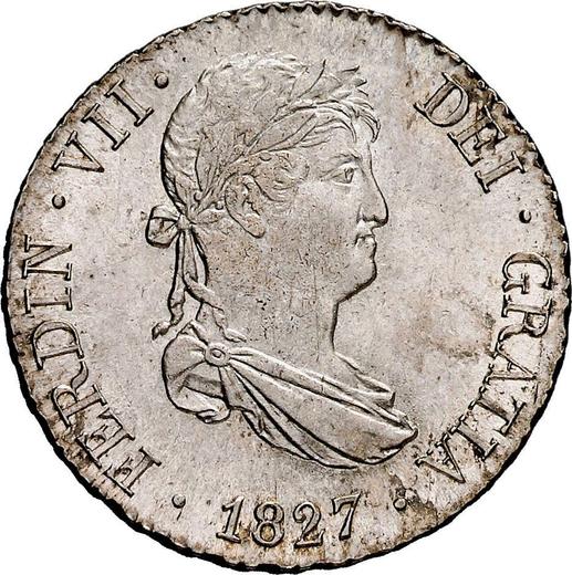 Awers monety - 2 reales 1827 M AJ - cena srebrnej monety - Hiszpania, Ferdynand VII