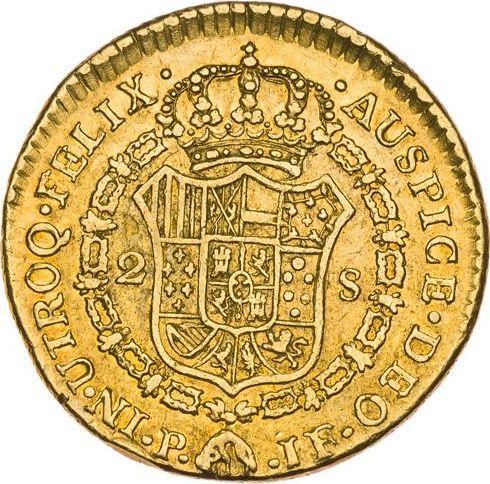 Revers 2 Escudos 1804 P JF - Goldmünze Wert - Kolumbien, Karl IV