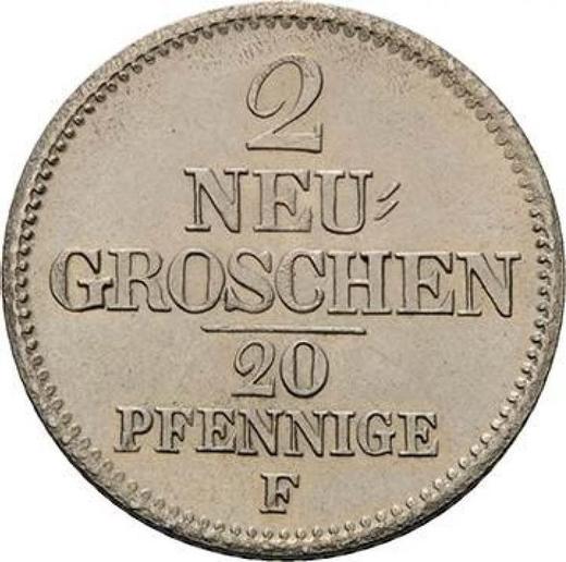 Reverso 2 nuevos groszy 1852 F - valor de la moneda de plata - Sajonia, Federico Augusto II