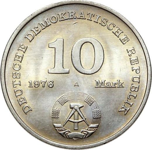 Reverso 10 marcos 1976 A "Volksarmee (Ejército Popular Nacional)" - valor de la moneda  - Alemania, República Democrática Alemana (RDA)