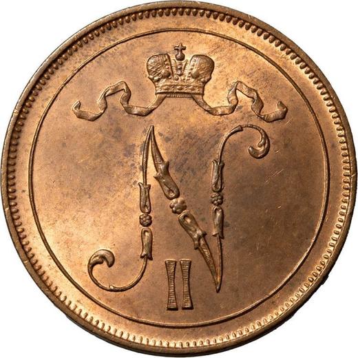 Аверс монеты - 10 пенни 1908 года - цена  монеты - Финляндия, Великое княжество