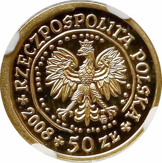 Anverso 50 eslotis 2008 MW NR "Pigargo europeo" - valor de la moneda de oro - Polonia, República moderna