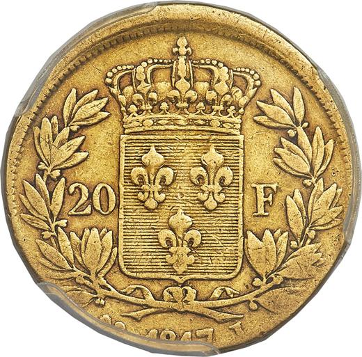 Reverse 20 Francs 1816-1824 "Type 1816-1824" Off-center strike - France, Louis XVIII